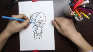 Как нарисовать Леона Акулу из БравлСтарс (Brawl Stars). Левша рисует Леона в скине Акулы.