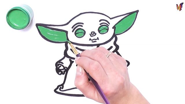 Как нарисовать МАЛЫША ЙОДУ / мультик раскраска МАЛЫШ ЙОДА / Раскраски малышам смотреть онлайн