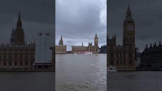 London River Thames, London British Parliament House, and Tourists Boat #shorts