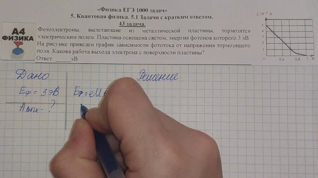 43 задача. 5. Квантовая физика. Физика. ЕГЭ 1000 задач. Демидова. Решение и разбор. ФИПИ 2021