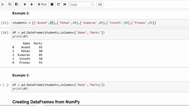 Machine Learning Tutorial Python Pandas : 5. How to Create Pandas Data Frame
