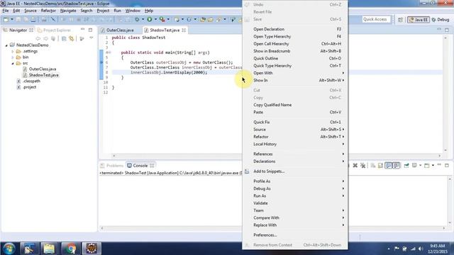 Java nested class - shadow test | Java Tutorial смотреть онлайн