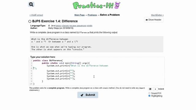 Java Practice-it Introduction to Java Programming | Exercise 1.4 Difference смотреть онлайн