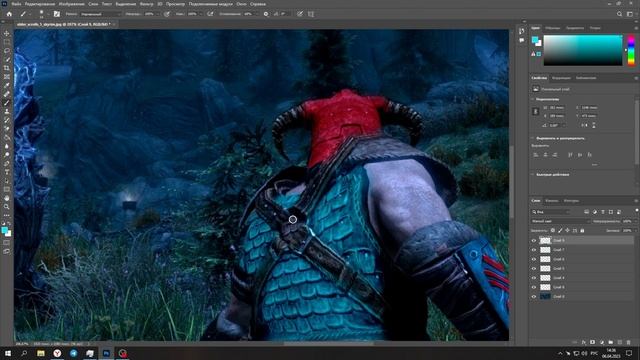 Skyrim: A duel with Alduin|Процесс обработки фотографии в Adobe Photoshop 2023 смотреть онлайн