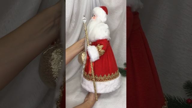 Арт. У29.2  Новогодняя кукла под ёлку 40 см «Дед Мороз» в флисовой шубе