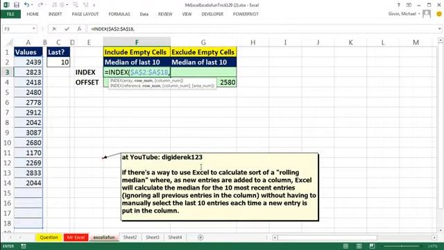 Excel - How to Calculate the Median of Last 10 Records in Excel  - Excel - Episode 1735 смотреть онлайн