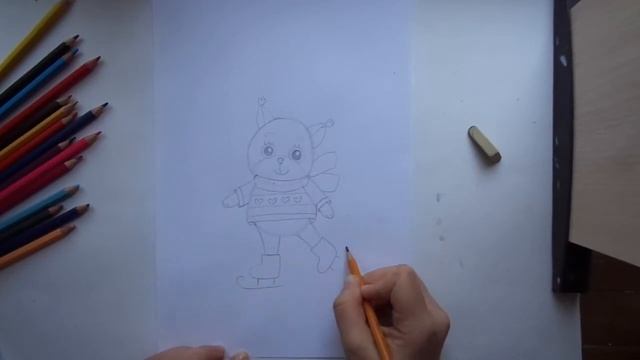 Рисуем милую белочку на коньках.