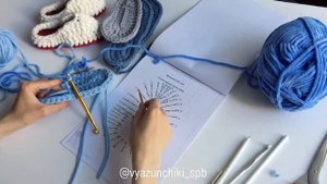 Мастер-класс Детские тапочки крючком из трикотажной пряжи. Crochet slippers from t-shirt yarn