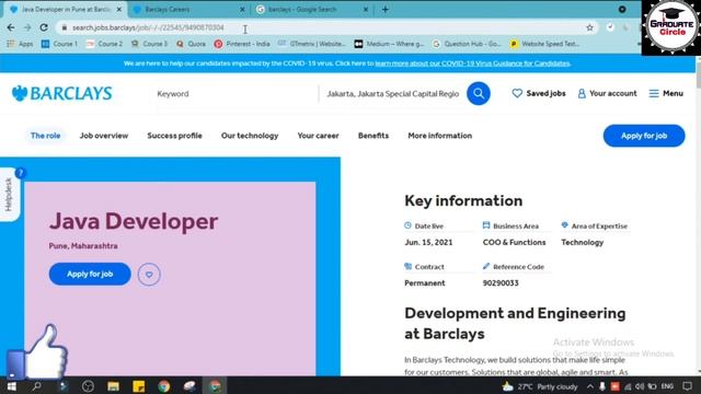 Barclays Job Openings as Java Developer Post?Pune Location
