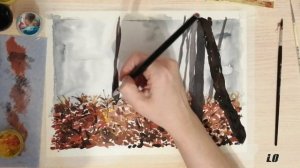 How to draw an autumn forest (gouache, watercolor). Как нарисовать осенний лес (гуашь, акварель)