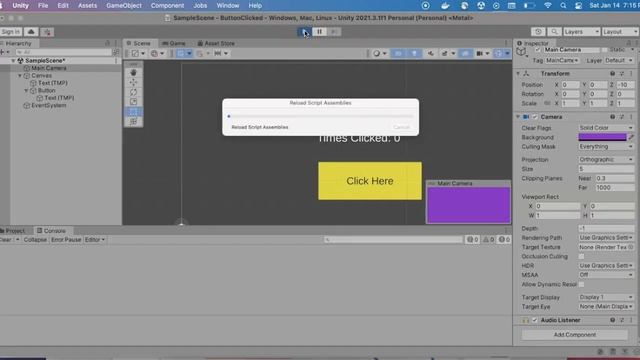 Unity Tutorial For Beginners - Button and TextMeshPro using Unity 2021