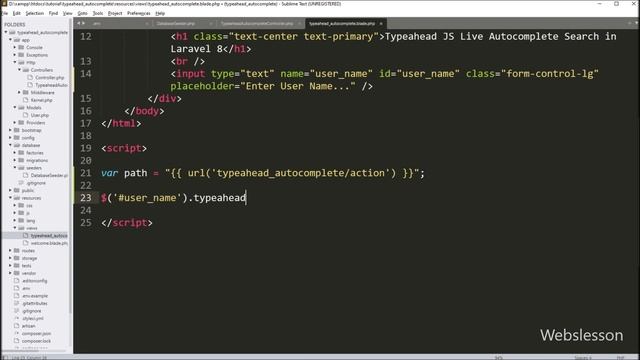 Typeahead JS Live Autocomplete Search in Laravel 8