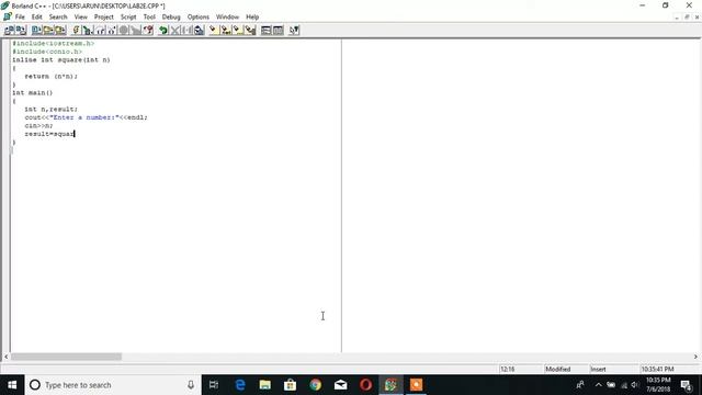 Program using inline function in C++ (OOP) || In Borland C++ || TTT
