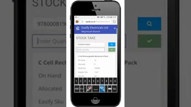 Using an Android Smartphone camera as a barcode scanner for stock taking with Easify (no commentary