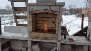 мангал из газоблока своими руками. первый розжиг.