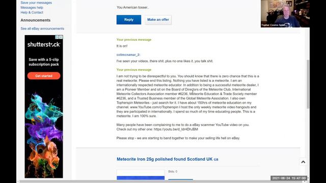 eBay Scam: Selling Fake Meteorites MeterorWRONGS from the UK www.youtube.com/@colinmcnamara9956 смотреть онлайн