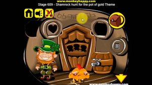 Прохождение Игры. Обезьянки Идут К Счастью. Этап 609. Трилистник Охотится За Горшочком С Золотом.