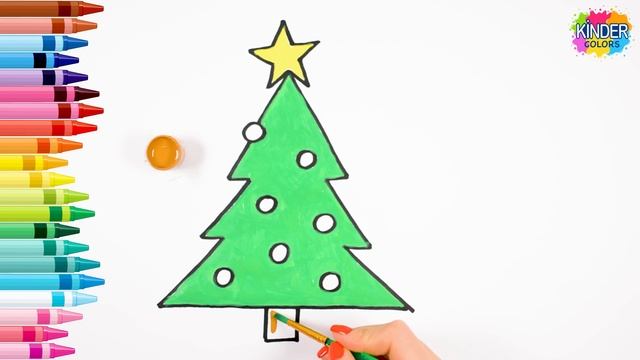 How To Draw Christmas Tree Drawing and Colouring как нарисовать новогодние рисунки Раскраска смотреть онлайн