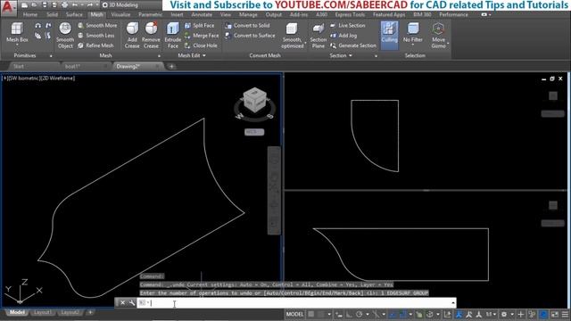 AutoCAD 3D BOAT | 3D MODELING OF HULL SHAPE | AutoCAD MESH MODELING