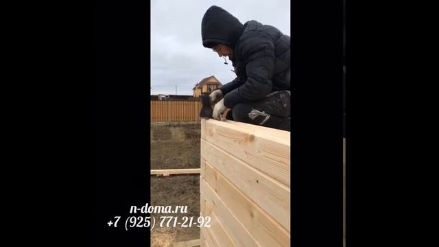 Сборка бруса на нагеля. Баня из бруса. смотреть онлайн