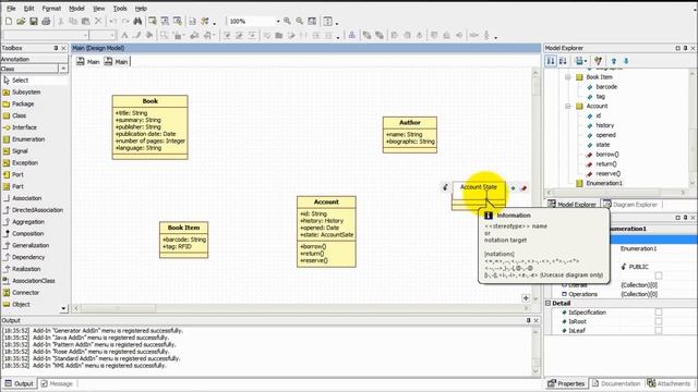 StarUML - Class Diagram: Library Domain Model смотреть онлайн