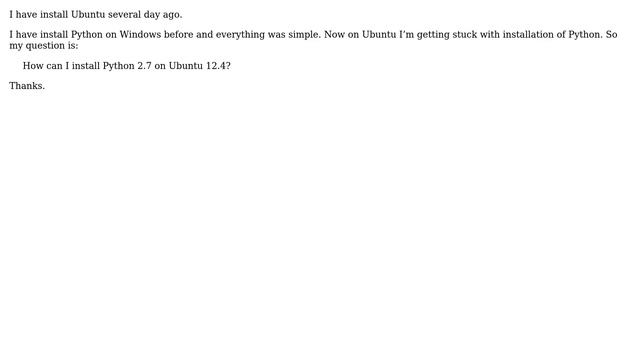 Ubuntu: Install Python 2.7 on Ubuntu 12.4