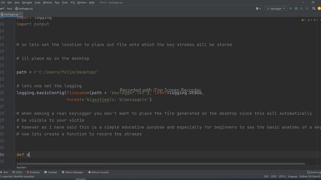 BASIC PYTHON KEYLOGGER
