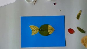 Аппликация из листьев. Рыбка