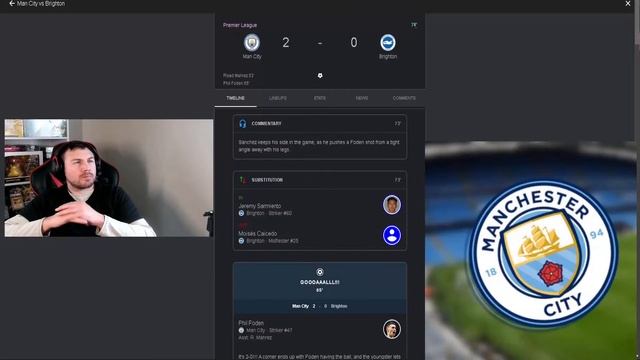 Manchester City Vs Brighton Live Stream 2 - 0 Watch Along смотреть онлайн