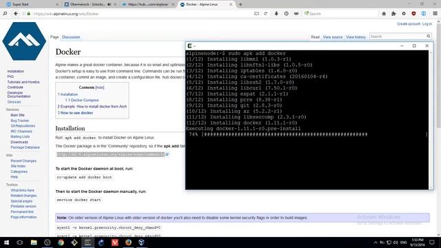 Установка Docker и Docker Compose в Alpine 3.4.3 смотреть онлайн