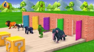 Paint & Animals Cow,Gorilla,Elephant,Lion,Tiger,Dinosaur, Fountain Crossing Transformation Cartoon