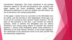 Does the Affordable Care Act Affect Preventive Care among Young Adults IJASS 2019 910 525 534