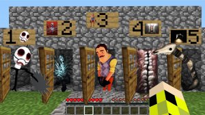 Выбери правильную дверь ПРИВЕТ СОСЕД или ДОЛГОВЯЗАЯ ЛОШАДЬ или ТУШИ СВЕТ чтобы выжить в МАЙНКРАФТ !