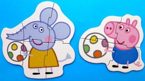 Пазл Свинка Пеппа ее друг слоненок - собираем пазлы для детей | Polinka-Vitaminka