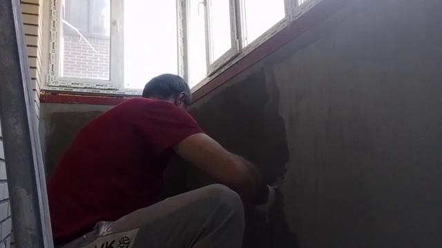 Утепление лоджии. Шпаклевка пеноплэкса базовый слой. смотреть онлайн