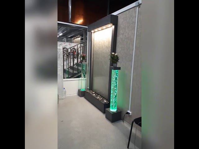 Выставочный образец Водопада по стеклу и пузырьковых колонн в офисе ООО Аква-Дрим смотреть онлайн