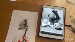 Натюрморт углём. Часть 1: эскиз в тоне, компоновка на а4, построение