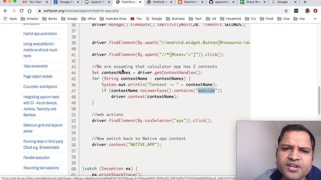 Lecture 21 - Contexts in hybrid apps | Hybrid app automation using Appium смотреть онлайн