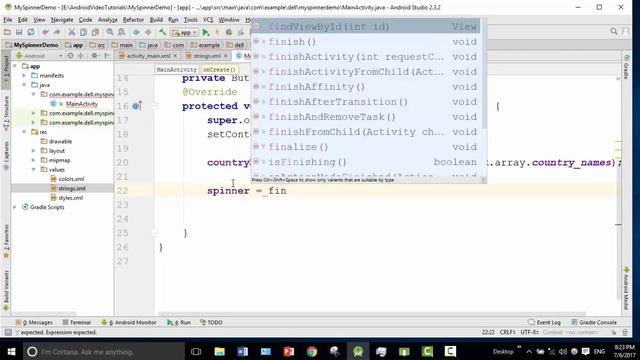 Android Bangla Tutorial 4.14 : spinner android studio example смотреть онлайн