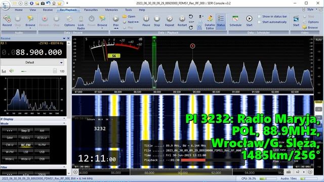 30.06.2023 09:10UTC, [Es], Radio Maryja, Польша, 88.9МГц, 1485км