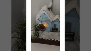 поделка в детски сад, деревенский домик, зимний домик