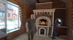 Русская печь казан мангал в беседке на даче