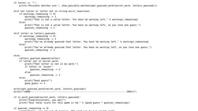 Code Review: Hangman Game from OCW MIT 6.0001 Pset No. 2