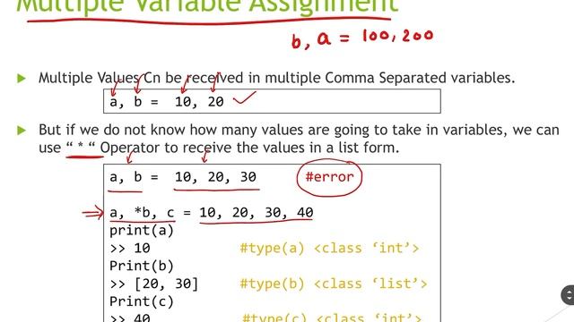 Python Variables || Multiple Values assignment