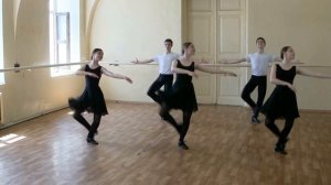 Русский народный танец. Верёвочка. Мужские хлопушки по диагонали. Женские вращения