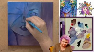 Fantasy Girl Flowers and Eyes 🌟🎨 How to paint acrylics for beginners: Paint Night at Home