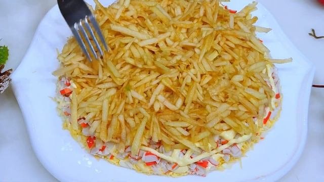 Как я готовлю салат нежность с  яблоком и крабовыми палочками