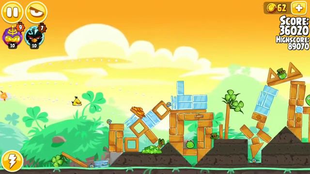 Angry Birds Seasons - Go Green, Get Lucky - Level 1-6 - 90,340 - World Record! смотреть онлайн