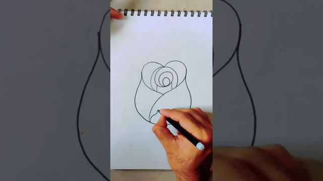 Easy Drawing of a beautiful rose flower 🌹 using heart ❤️ / Simple and Easy drawing of Rose flower