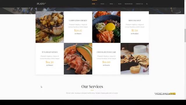 Plato Cafe and Restaurant WordPress Theme modern food bakery Easy Create Website смотреть онлайн